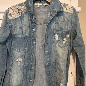 Miss Me Light Blue Denim Shirt